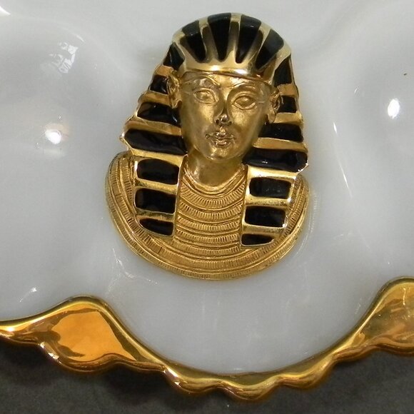 Vintage E Pearl Egyptian Pharaoh Brooch And Pendant King Tut Gold Tone Broach - Picture 3 of 8